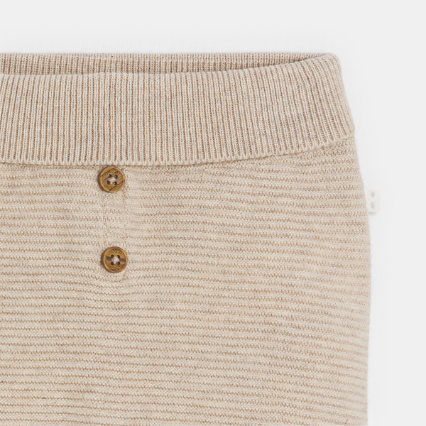 بنطال محبوك مغلق القدمين باللون البيج، لحديثي الولادة